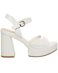 Jeannot - Schoenen ,Wit ,Leer Witte Leren Sandaal Met Zwarte Strass - Lyst