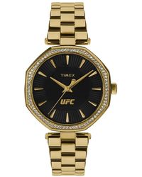 Timex - Accessoires ,Geel ,Analoge Ufc Jewel Roestvrijstalen Horloge - Lyst