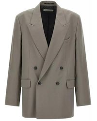 Dries Van Noten - Jassen ,Grijs ,Stijlvolle Bishop Jas - Lyst