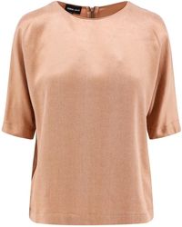 Giorgio Armani - Overhemden ,Roze ,Roze T-Shirts En Polos Met Rits - Lyst