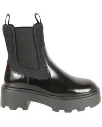 Tory Burch - Schoenen ,Zwart ,Leer T Monogram Chelsea Lug Boot - Lyst