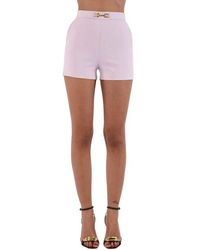 Elisabetta Franchi - Crêpe-shorts mit goldenen details,rosa horsebit shorts aus stretch crêpe - Lyst