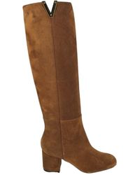 Via Roma 15 - Braune lederstiefel mit metallischem detail - Lyst