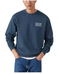 Levi's - Hoodies & Sweatvesten ,Blauw ,Katoen Crewneck Sweatshirt - Lyst