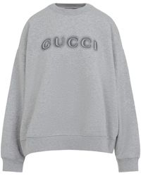 Gucci - Grauer Baumwoll-Sweatshirt Mit Logoaufdruck - Lyst
