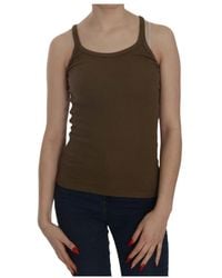 Pink Memories - Tops ,Bruin ,Katoen Bruine Mouwloze Katoenen Top Blouse - Lyst
