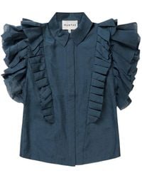 Munthe - Top femminile con maniche a volant e colletto da camicia - Lyst