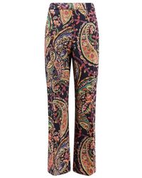 Etro - Broeken ,Veelkleurig ,Polyester Stretch Cady Bootcut Broek Met Bloemenpaisleymotief - Lyst