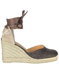 Castañer - Stroh Keilabsatz Sandalen Mit Knöchelbändern - Lyst