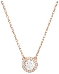 Swarovski - Damen Halskette Angelic Anhänger Rundschliff Pave Weiß Roségold Legierungsschicht Una 5636272 - Lyst