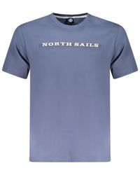 North Sails - Tops ,Blauw ,Katoen Blauw Katoenen T-Shirt Met Gedurfd Print - Lyst