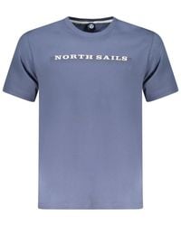 North Sails - Tops ,Blauw ,Katoen Blauw Katoenen T-Shirt Met Gedurfd Print - Lyst