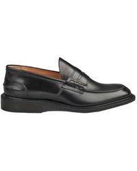 Tricker's - Klassische penny loafers aus schwarzem leder - Lyst