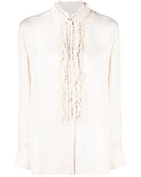 Jil Sander - Overhemden ,Shirt Met Ruches En Lange Mouwen - Lyst