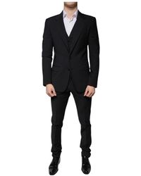 Dolce & Gabbana - Zwart Wollen Slim Fit 3-Delig Pak - Lyst