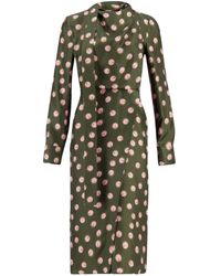 Fendi - Groene Zijden Jurk Met Sjaaldetail - Lyst