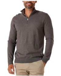 SELECTED - Truien & Vesten ,Bruin ,Katoen Bruine Half Zip Cardigan Voor - Lyst