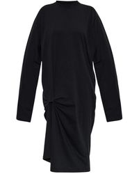 Balenciaga - Kleedjes ,Zwart ,Katoen Jurk Met Lange Mouwen - Lyst