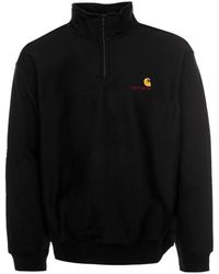 Carhartt - Hoodies & Sweatvesten ,Zwart ,Katoen Half Zip American Script Sweatshirt - Lyst