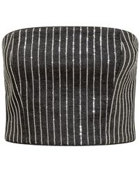ROTATE BIRGER CHRISTENSEN - Sequinned Striped Cropped Top - Lyst