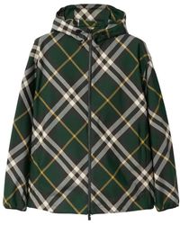 Burberry - Hooded Check Jacket - Lyst