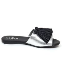 Hogan - Schoenen ,Grijs ,Leer Sandal Valencia - Lyst