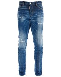 DSquared² - Jeans ,Blauw ,Katoen Slim Fit Jeans Met Worn Effect - Lyst
