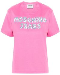 Moschino - Tops ,Roze ,Katoen Roze Katoenen Jersey T-Shirt - Lyst