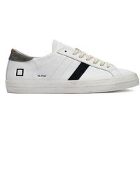 Date - Weiße low-top-sneaker aus leder mit geprägtem logo - Lyst