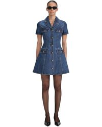 Self-Portrait - Blaues Kleid Mit Knöpfen Und Taschen - Lyst