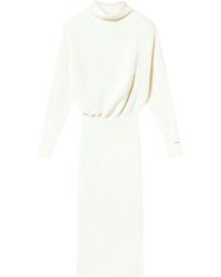 Twinset - Geribbelde Gebreide Midi Jurk Off - Lyst