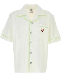 CASABLANCA - Overhemden ,Wit ,Katoen Towelling Monogram Short Sleeve Shirt - Lyst