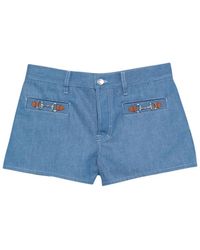 Gucci - Korte Broeken ,Blauw ,Denim Denim Cotton Shorts - Lyst
