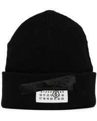 MM6 by Maison Martin Margiela - Schwarze Wollmischung Beanie Mütze - Lyst