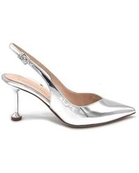 Ninalilou - Schoenen ,Grijs ,Leer Zilveren Spiegelend Leren Slingback Hakken - Lyst