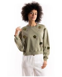 Pinko - Hoodies & Sweatvesten ,Groen ,Katoen Kikoine Sweatshirt - Lyst