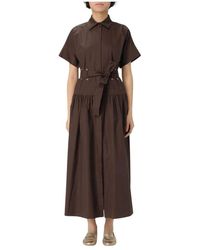 Max Mara - Weiße Midi-Kleid Mit Gürtel - Lyst