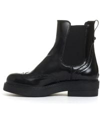 Strategia - Schwarze leder stiefeletten mit englischen perforationen - Lyst