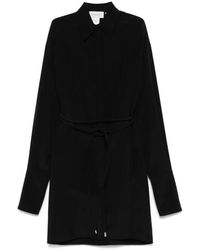 Sportmax - Kleedjes ,Zwart ,Spandex Eolie Zwarte Midi Jurk - Lyst