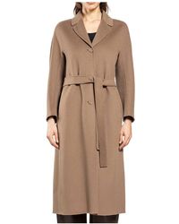 Max Mara - Double Drap Mantel Met Ceintuur - Lyst