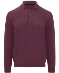 Etro - Tops ,Rood ,Wol Gebreide Polo Met Lange Mouwen - Lyst