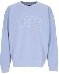 Obey - Hoodies & Sweatvesten ,Blauw ,Katoen Lichtgewicht Crewneck Sweatshirt Pigment Hydrangea - Lyst