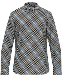 Burberry - Overhemden ,Grijs ,Katoen Robert Shirt - Lyst