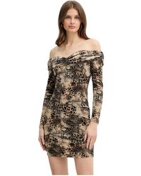 Guess - Kleedjes ,Veelkleurig ,Leer Printed Mini Jurk - Lyst