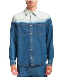 Marni - Overhemden ,Blauw ,Denim Dip-Dye Denim Shirt - Lyst
