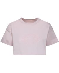 Givenchy - Tops ,Roze ,Katoen Roze Geborduurde Crop T-Shirt - Lyst