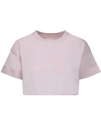Givenchy - Tops ,Roze ,Katoen Roze Geborduurde Crop T-Shirt - Lyst