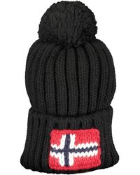 Napapijri - Elegante cappello lana nero pompon ricamo - Lyst