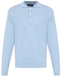 DSquared² - Tops ,Blauw ,Katoen Lange Mouw Polo - Lyst