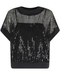 MEIMEIJ - Overhemden ,Zwart ,Pailletten Mesh Blouse Met Pailletten - Lyst